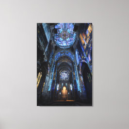 Verwoeste kathedraal glas-in-lood projectie gloed canvas afdruk