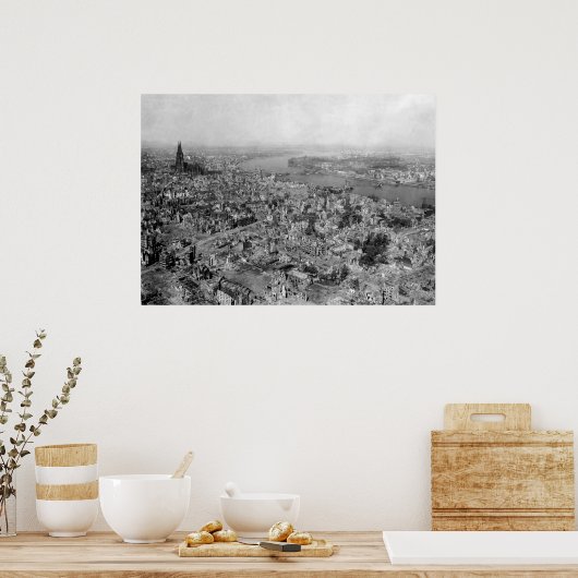 verwoeste Keulen - Zerstörtes Köln WW2 1945 Poster (Keuken)