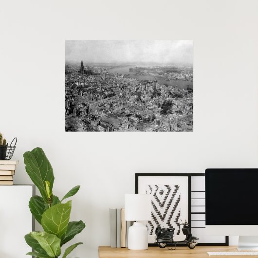 verwoeste Keulen - Zerstörtes Köln WW2 1945 Poster (Thuiskantoor)