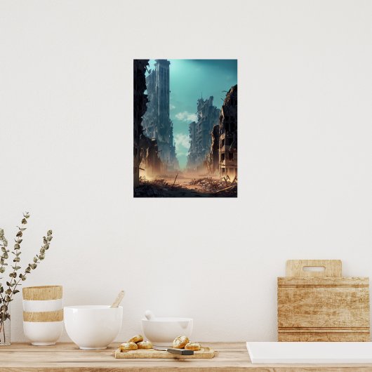 Verwoeste stad poster (Keuken)