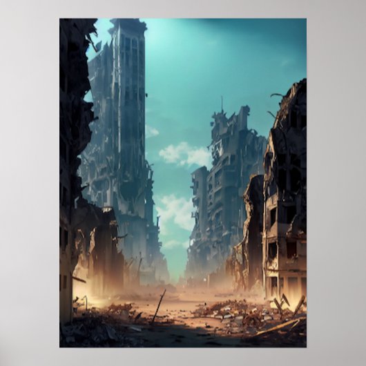 Verwoeste stad poster (Voorkant)