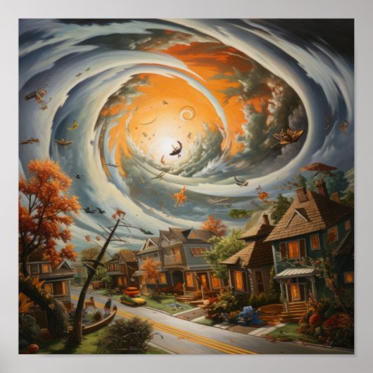 Verwoestende orkaan treft buurt - Power Poster (Voorkant)