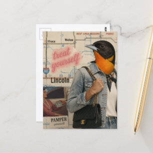 Verwöhn Jezelf Vogelcollage Briefkaart