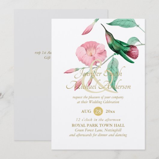 Verwöhnende Mint Roze Kolibrie Bloem Ranken Bloem (Voorkant / Achterkant)