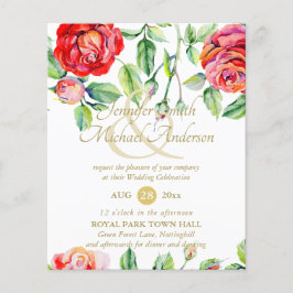 Verwöhnende Rode Rozen Waterverf Gouden Ampersand