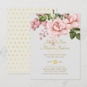 Verwöhnende Roze Roos Goud Roze Boeket Baby Shower Briefkaart (Voorkant / Achterkant)