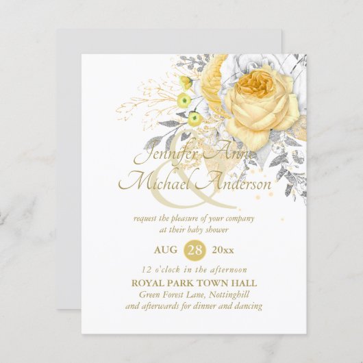 Verwöhnende witte gouden rozenboeket baby shower (Voorkant / Achterkant)