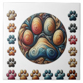 Verwondering dat omgeven canine hond poot print tegeltje (Voorkant)