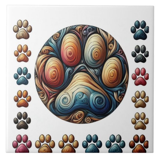 Verwondering dat omgeven canine hond poot print tegeltje (Voorkant)