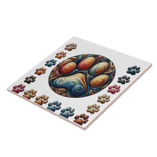 Verwondering dat omgeven canine hond poot print tegeltje (Zijkant)