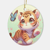 Verwondering in de ogen van een kitten keramisch ornament (Links)