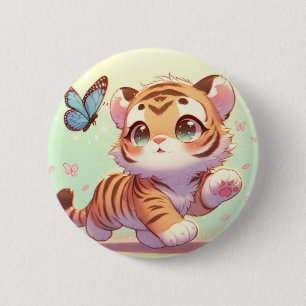 Verwondering in de ogen van een kitten ronde button 5,7 cm