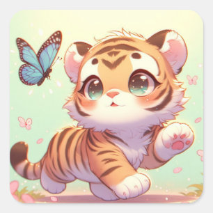 Verwondering in de ogen van een kitten vierkante sticker