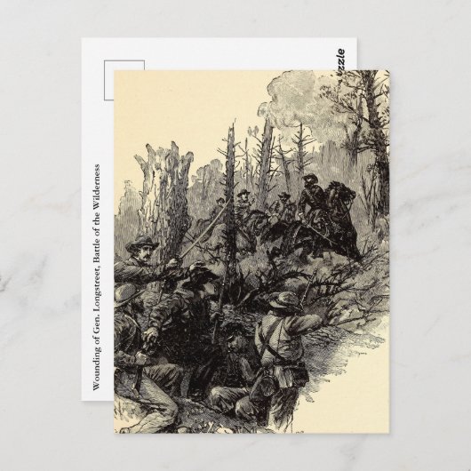Verwonding van generaal Longstreet Briefkaart (Voorkant / Achterkant)