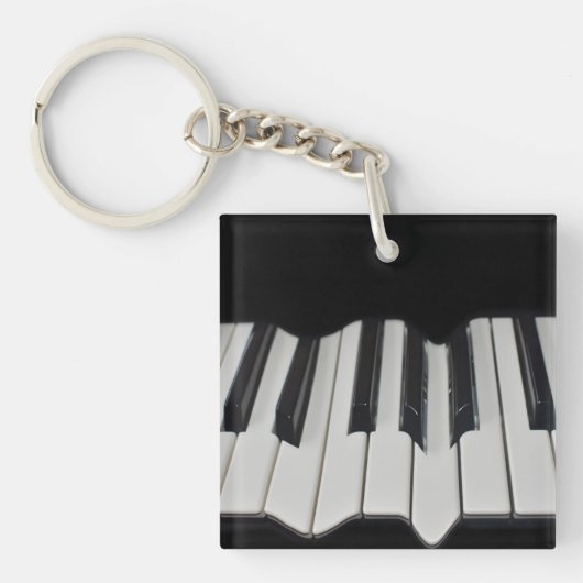 Verwrongen Piano Sleutels Acryl Sleutel Ring Sleutelhanger (voorkant)