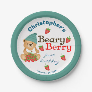 Very Berry Eerste Verjaardag Aardbeien Schattige C Papieren Bordje