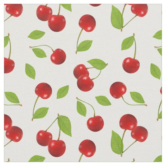 Very Cherry Fabric - op wit Stof (Close Up)