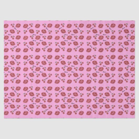 Very Cherry Kersen Lippenstift Kisses Tissue Paper Tissuepapier (Voorkant)