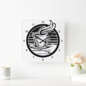 Very Cool Coffee Cup and Saucer Wall Clock Vierkante Klok (Huis)