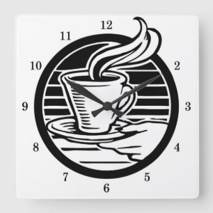 Very Cool Coffee Cup and Saucer Wall Clock Vierkante Klok