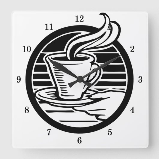 Very Cool Coffee Cup and Saucer Wall Clock Vierkante Klok (Voorkant)