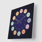 Very Cool Zodiac Wall Clock Vierkante Klok (Hoek)