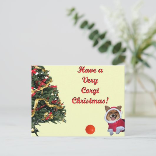 Very Corgi Christmas-Mercy Yellow Postcard Feestdagenkaart (Staand voorkant)