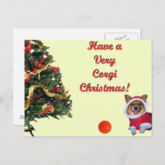 Very Corgi Christmas-Mercy Yellow Postcard Feestdagenkaart (Voorkant / Achterkant)