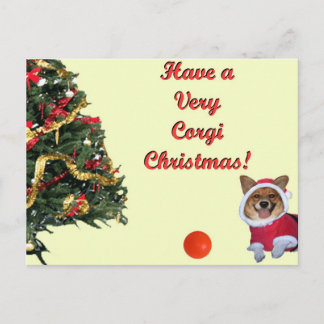 Very Corgi Christmas-Mercy Yellow Postcard Feestdagenkaart