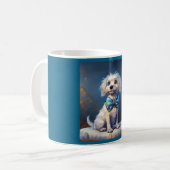 Very Cute Lil Doggie With Blue Bow Tie Koffiemok (Voorkant links)