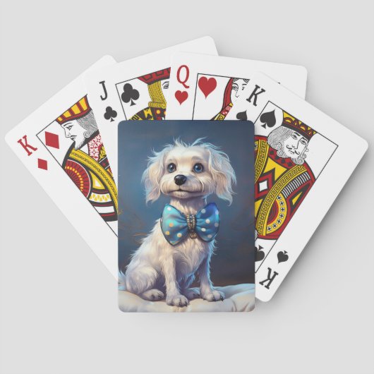 Very Cute Lil Doggie With Blue Bow Tie Pokerkaarten (Achterkant)