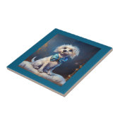 Very Cute Lil Doggie With Blue Bow Tie Tegeltje (Zijkant)