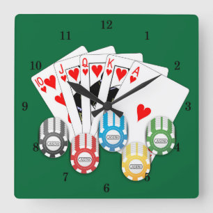 Very Fun Royal Straight Flush Casino Wall Clock Vierkante Klok