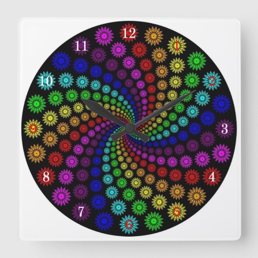 Very Fun Vortex Wall Clock Vierkante Klok (Voorkant)