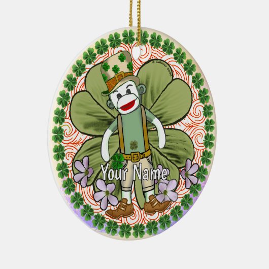 Very Irish Sock Monkey Keramisch Ornament (Rechts)