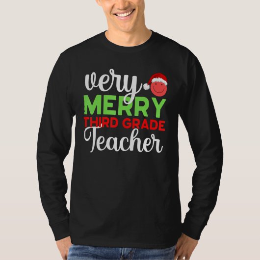 Very Merry 3rd Grade Teacher Third Christmas Schoo T-shirt (Voorkant)