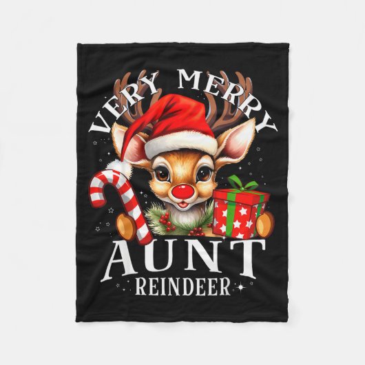 Very Merry Aunt Reindeer Matching Christmas Fleece Deken (Voorkant)