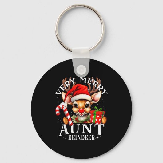 Very Merry Aunt Reindeer Matching Christmas Sleutelhanger (Voorkant)