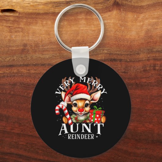 Very Merry Aunt Reindeer Matching Christmas Sleutelhanger (Voorkant)