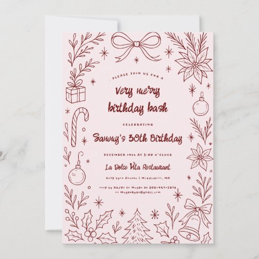 Very Merry Birthday Bash | Christmas Party Kaart (Voorkant)