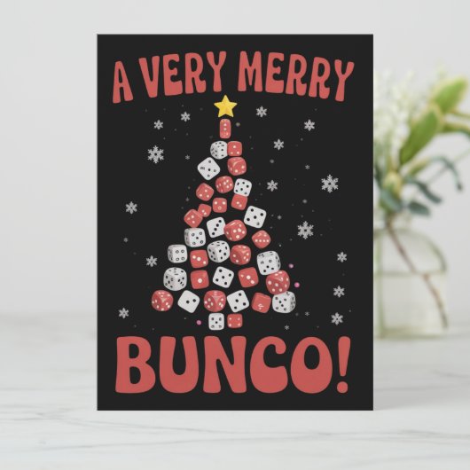Very Merry Bunco Christmas Tree Dice Game Night Feestdagenkaart (Staand voorkant)