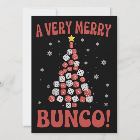 Very Merry Bunco Christmas Tree Dice Game Night Feestdagenkaart (Voorkant)