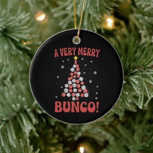 Very Merry Bunco Christmas Tree Dice Game Night Keramisch Ornament (Boom)