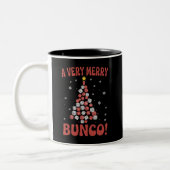 Very Merry Bunco Christmas Tree Dice Game Night Tweekleurige Koffiemok (Links)
