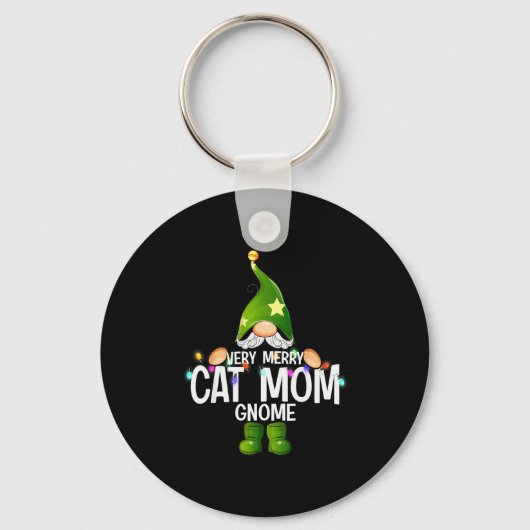 Very Merry Cat Mom Gnome Christmas Matching  Sleutelhanger (Voorkant)