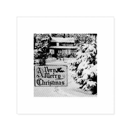 Very Merry Christmas Classic Traditional Winter Zelfinktende Stempel (Design)