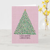 Very Merry Christmas Tree on Pink Card Kaart (Gele Bloem)