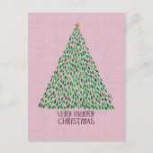Very Merry Christmas Tree on Pink Postcard Briefkaart (Voorkant)