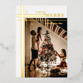 Very Merry Elegant Custom Photo Gold Folie Feestdagenkaart (Voorkant)
