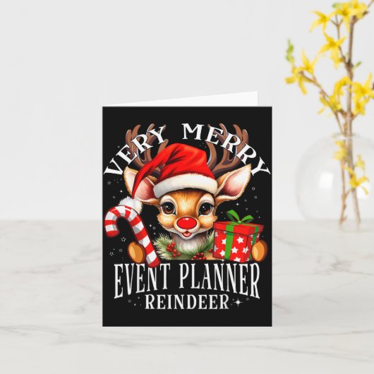 Very Merry Event Planner Reindeer Matching Christm Kaart (Gele Bloem)